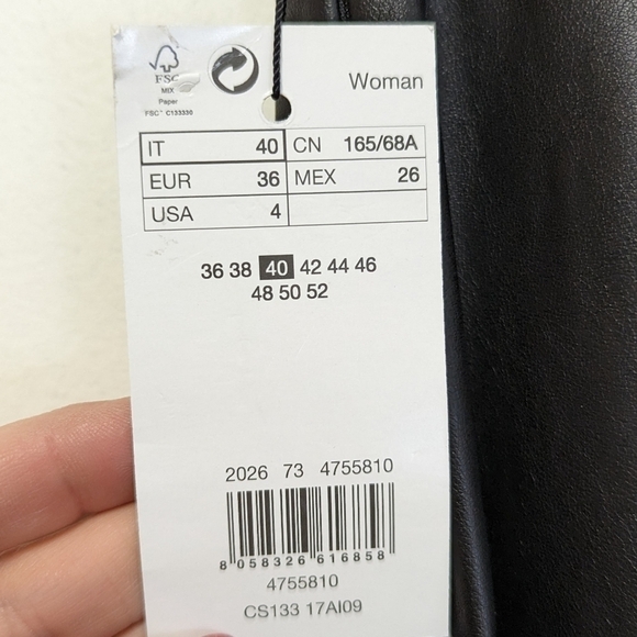 Ovs High Waist Black Faux Leather Ankle Pants with Front Seam 4 - Picture 6 of 12